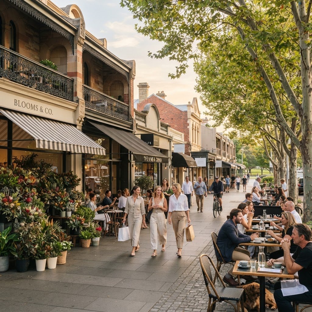 Bay View Terrace Claremont streetscape illustration